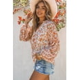 thumbnail image 4 of Haut à Manches Longues Bouffantes Col en V Imprimé Floral Orange pour Femmes, 4 of 18
