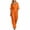 Orange, variant on Npasoilc Tighten Waist V-Neck Five Button Sleeve Wide Leg Long Jumpsuits for Women Short Sleeve Solid
