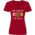 thumbnail image 3 of Inktastic Life is Better with Donuts Women's V-Neck T-Shirt, 3 of 5