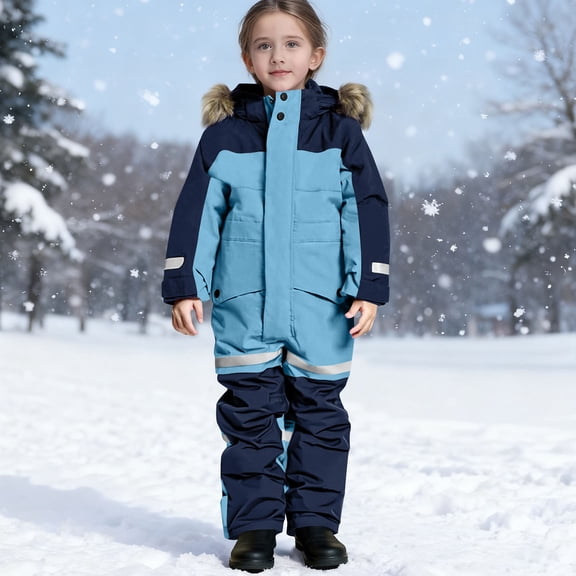 Rciityk Kids Snow Suit Boys Girls One Pieces Snowsuits Winter Warm Toddler Snow Suit Waterproof Hooded Jumpsuit Ski Suits