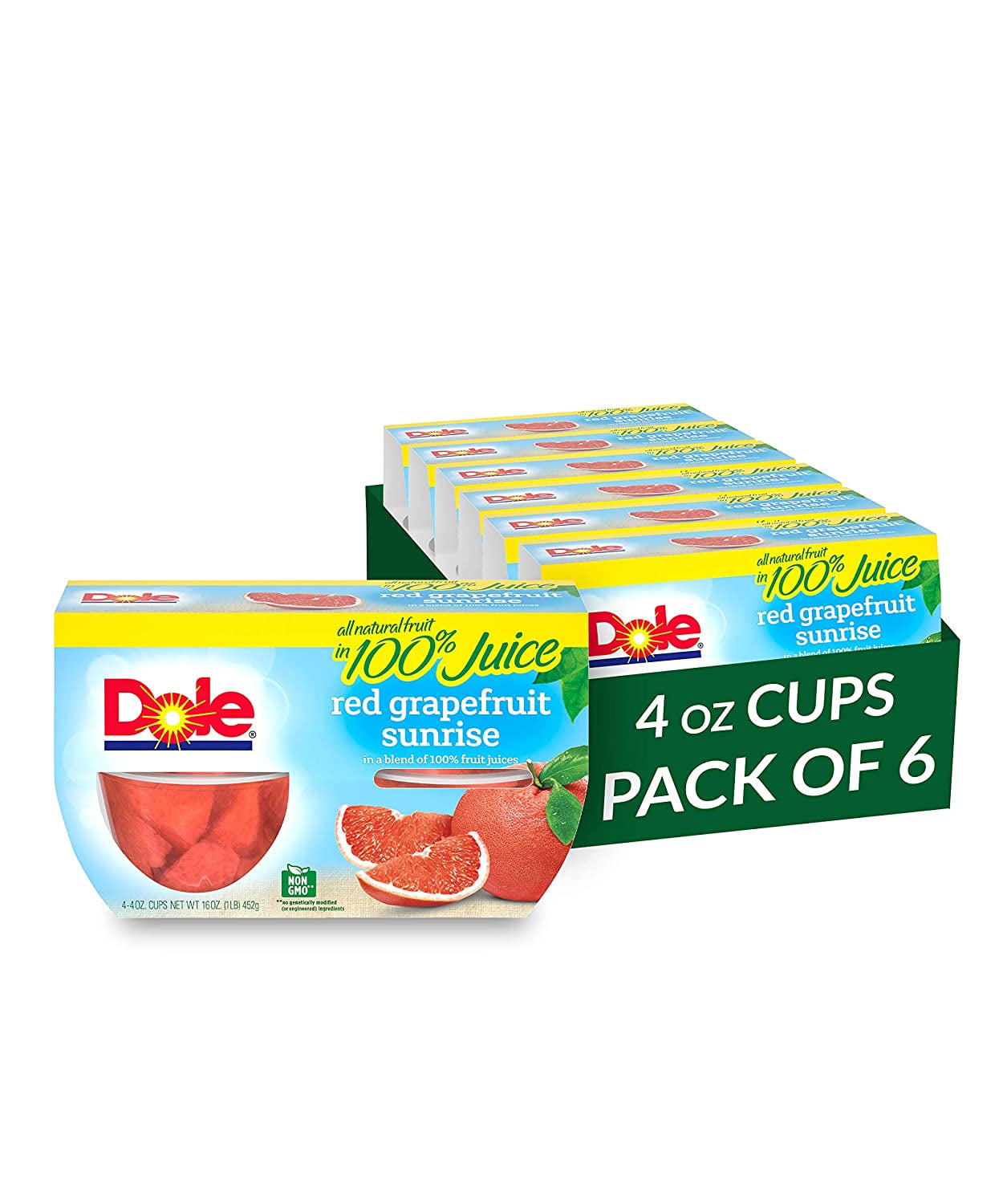 Dole Fruit Bowls, Red Grapefruit in 100 Fruit Juice, 4 Count, 4 Ounce