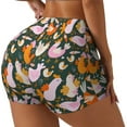 thumbnail image 2 of Kdxio Roosters and Chicks Print Workout Shorts for Women Seamless Soft Smooth Gym Yoga Scrunch Active Shorts, 2 of 9