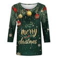 thumbnail image 5 of LEKWK Holiday Tops for Women 2025 Sparkle Xmas Tree Crew Neck 3/4 Sleeve Tshirts Sequin Shirts for Women Loose Sparkly Shirts for Women, 5 of 5