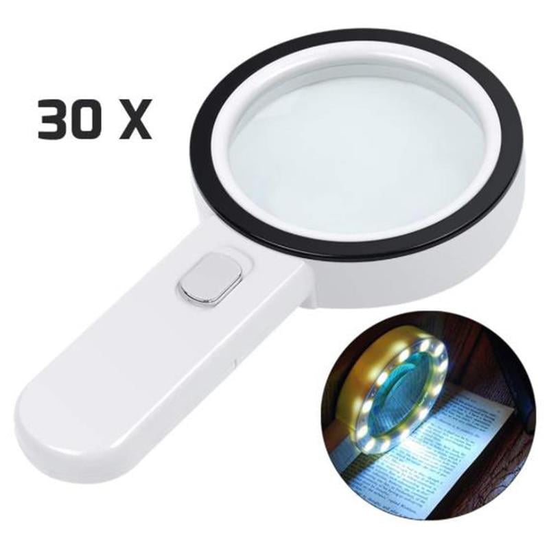 Magnifying Glass Small Magnifier Glass Lens with LED Light Reading Map Travel UK 