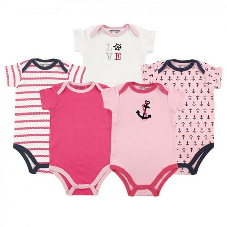 UPC: 0660168304930 | Luvable Friends Baby Girl Cotton Bodysuits 5pk Girl Nautical 9-12 Months
