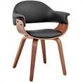 thumbnail image 4 of Adalyn Black Faux Leather and Walnut Wood Dining Room Accent Chair, 4 of 12