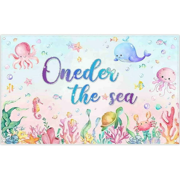 7x5FT Under The Sea Theme Beautiful Photography Backdrop Watercolor Ocean Underwater World Tropical Fish Coral Background Kids Party Decoration Baby Shower Photo Props