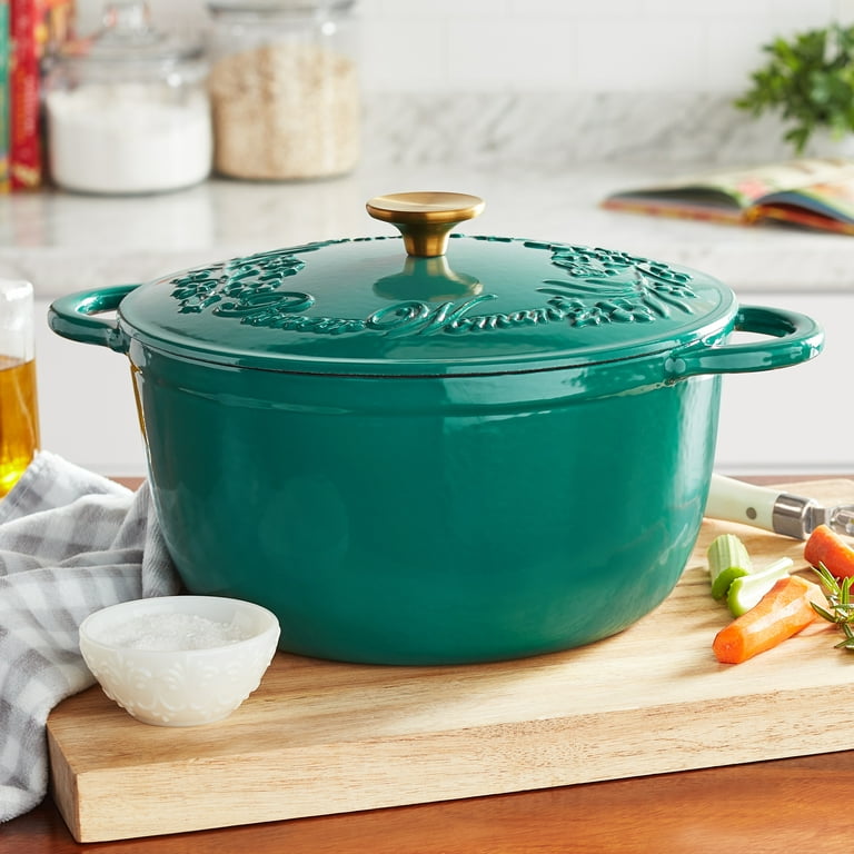The Pioneer Woman Timeless Beauty 6-Quart Enamel-on-Cast Iron Holiday Dutch  Oven, Green