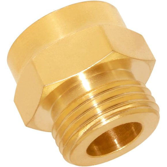 shiyou-Garden Hose Bib Adapter, 1.125" Measure Diameter Female Fine Thread to Standard 3/4" GHT Male Thread, Compatible with Outdoor Faucet to Garden Hose Connector