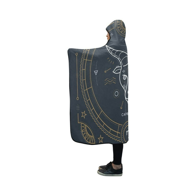 ASHLEIGH Hooded Blanket Aquarius Zodiac Pilling Polar Fleece Hooded Throw Wrap 40x50 inch