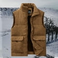 thumbnail image 2 of qolati Mens Puffer Vest Sherpa Lined Sleeveless Quilted Fleece Vest Jacket Corduroy Winter Warm Jacket Lightweight Outdoor Outwear, 2 of 9