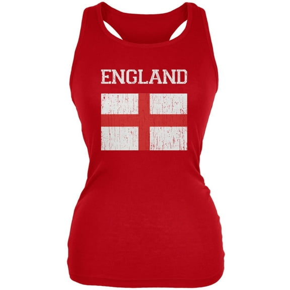 World Cup Distressed Flag England Red Juniors Soft Tank Top - Medium