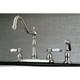 thumbnail image 2 of Kingston KB1758BPLBS Bel-Air Two-Handle 4-Hole 8" Centerset Kitchen Faucet with Brass Sprayer in Brushed Nickel, 2 of 7