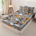 thumbnail image 2 of Homewish Spooky Halloween Themed Zipper Twin Comforter Sets with Fitted Sheet and 2 Pillowcases,Witch Hat Skull Pumpkin Candy Pattern Zipper Bedding Set,Gray Black,Light Gray Reversible,4 Pieces, 2 of 7