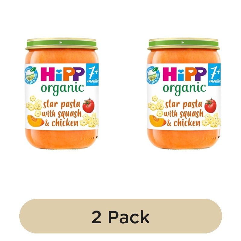 HiPP Organic Star pasta with Squash & Chicken Baby Food Jar 7+ Months 190g, British Import (Pack of 2)