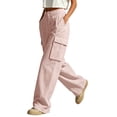 thumbnail image 5 of TEAJOPSUU Cargo Pants for Women Baggy Wide Leg High Waisted Button Fly Side Pockets Cargo Pants Trousers with Pockets Casual Streetwear Pink, 5 of 7