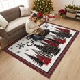 thumbnail image 2 of Merry Christmas Washable Area Rug 4 x 6 ft Black Red Xmas Tree Snowflakes Plaid Border Soft Non‑Slip Rugs Stain Repellent Indoor Mats for Living‑Room, Guest Bedroom, Casual Dining Room, 2 of 9