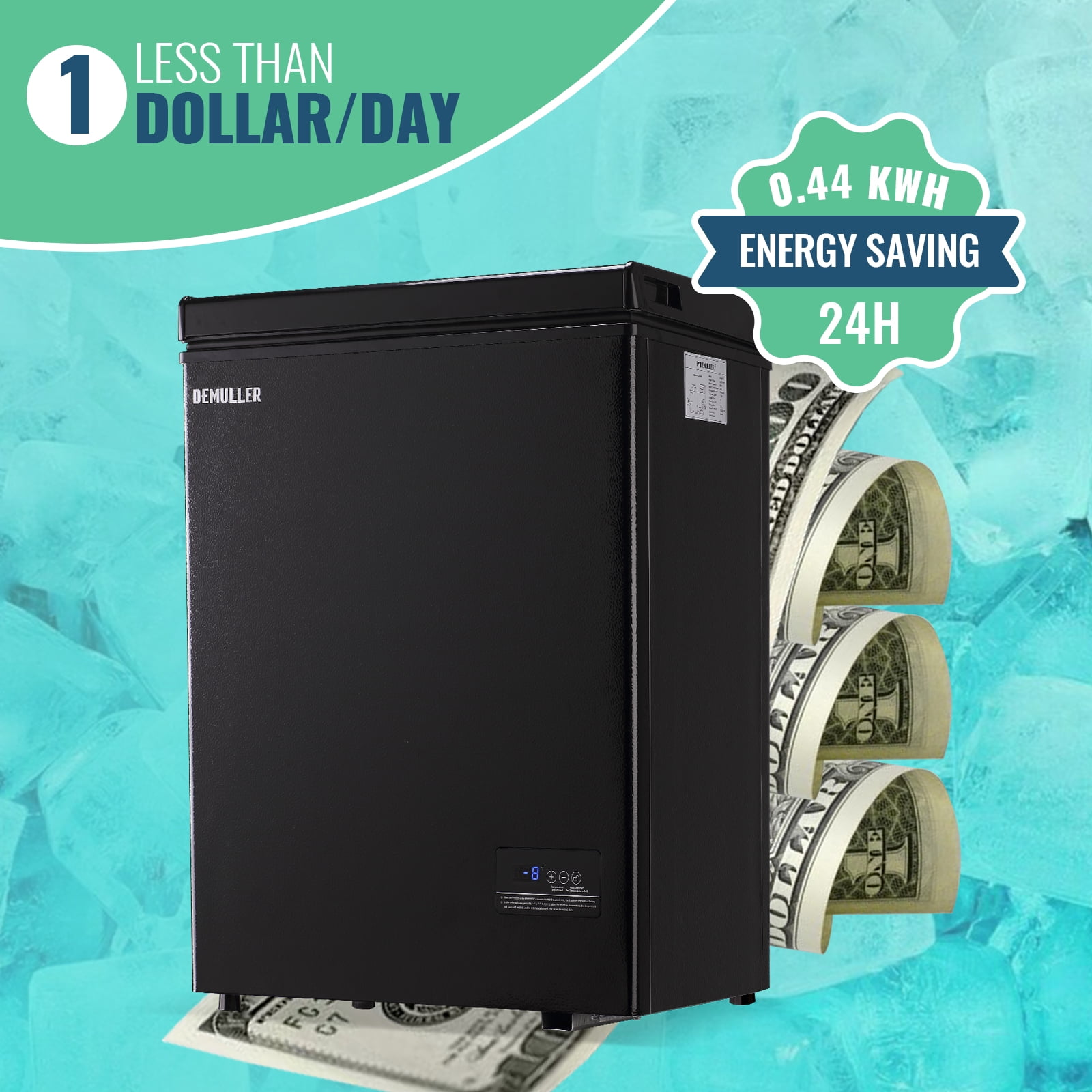 DEMULLER 3.5 Cu. ft Mini Fridge with Freezer Compact Small Deep Freezers for Dorm Office 63-Black, New