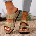 thumbnail image 2 of Slip On Wedge Slides for Women Comfortable Glitter Mules Non Slip Platform Sandals Lightweight Open Toe Retro Beach Shoes Gold Size 9.5, 2 of 6