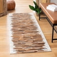 thumbnail image 2 of SAFAVIEH Studio Leather Bernadette Striped Runner Rug, Ivory/Brown, 2'3" x 5', 2 of 10