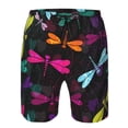 thumbnail image 4 of Kll Colorful Dragonflies Men'S Casual Summer Beach Shorts Hawaiian Shorts With Pockets-Small, 4 of 9