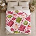 thumbnail image 5 of Scattered Chocolate Bars Strawberry Treats Sweetheart Pattern, Cozy Friendship Quote Scene, Warm Flannel Blanket for Living Room and Reading Nook, Art Lovers Friendship Gift, Artistic Home Decor, 5 of 9
