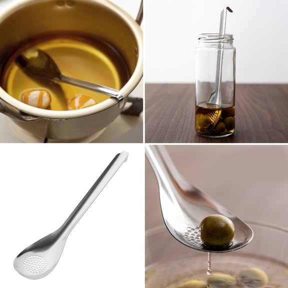 STOBOK Plated Silver Slotted Spoon Metal Utensil for Home and Restaurant Use