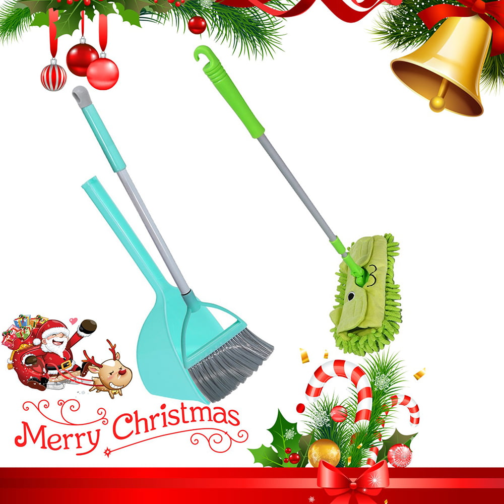 3PCS Toddler Kids Housekeeping Cleaning Tools Set Small Mop Broom Dustpan Gift 
