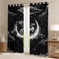 thumbnail image 2 of Homewish Boho Dragon Kitchen Curtains,Hippie Moon Print Black Out Curtains Pack of 2 (42x63 Each),Black White, 2 of 6