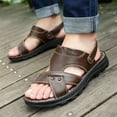 thumbnail image 3 of Summer Men Leather Sandals Genuine Leather Non-slip Men Shoes Slippers Outdoor Thick-soled Beach Shoes Comfor Soft Men, 3 of 6