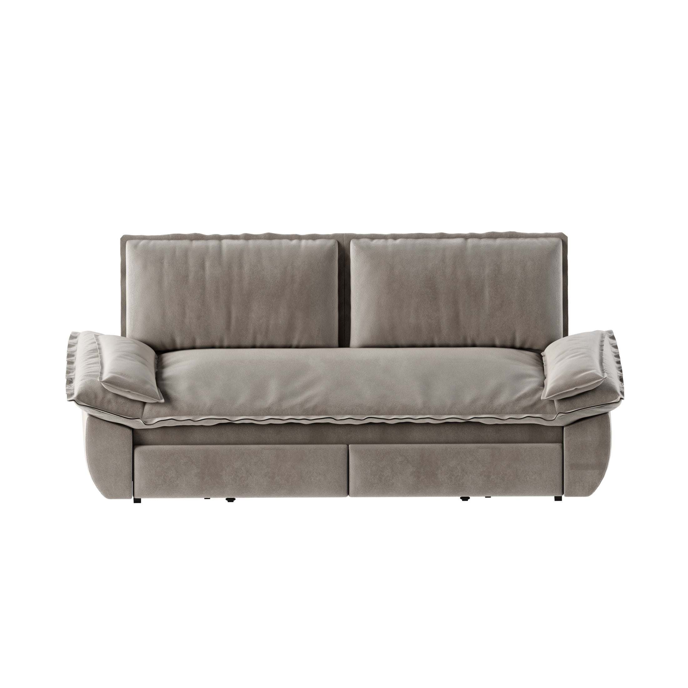 Noble House Cersie Velvet Pull-Out Loveseat Sofa Bed, Multifunctional 3-in-1 Convertible Queen Sleeper Couch, Light Grey