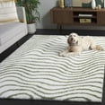 thumbnail image 3 of SAFAVIEH Tahoe Kuzman Striped Shag Area Rug, Ivory/Green, 9' x 12', 3 of 8