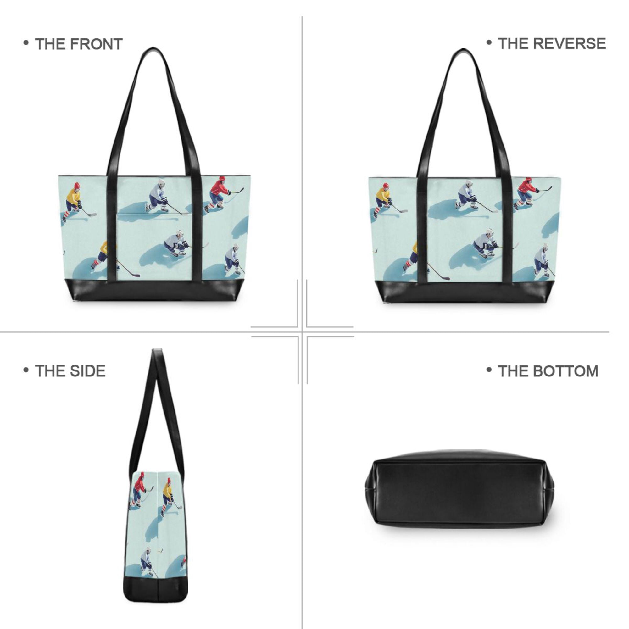 FORMRS Canvas Laptop Tote Bag for Women with 15.6" Computer Compartments Shoulder Handbag, Ice Hockey