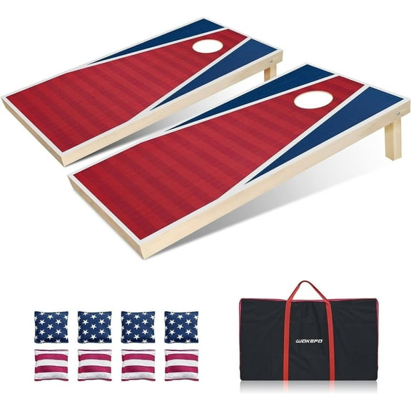 Cornhole Set, 4'x 2' Cornhole Boards Games Set, Solid Wood Corn Holes Outdoor Games, Corn Hole Sets With Bags Regulation Size Includes 2 Boards, 8 Beans Bags & 1 Carrying Case, Perfect for Lawn