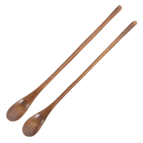 ACDANC Japanese Style Coffee Spoon,2PCS Long Handle Coffee Spoon Japanese Style Stirring Wooden Spoon Retro Honey Spoon Nanmu Small Spoon