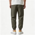thumbnail image 5 of Zimjoy Cotton Linen Pants for Men Elastic Waist and Ankle Drawstring Baggy Style Lightweight Breathable Beach Pants Army Green L, 5 of 6
