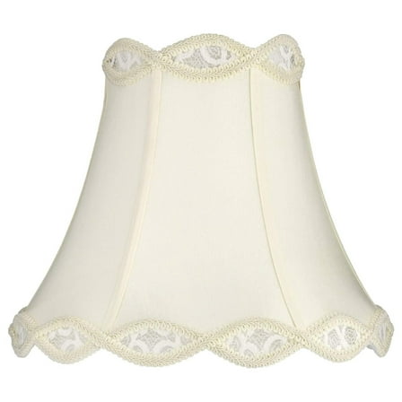 Cream Scalloped Gallery Medium Lamp Shade 7" Top x 14" Bottom x 12.5" High (Spider) Replacement with Harp and Finial - DyGTyX