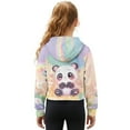 thumbnail image 2 of Xoenoiee Panda Heart Daisy Flower Print Girls Sweatshirt Kids Long Sleeve Hoodie Oversized Fashion Pullover Tops Half Zipper Crop Tops Fall Clothes, 11-12 Years, 2 of 7