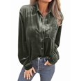 thumbnail image 1 of Camisetas Casuales de Larga con Botones de Terciopelo de Invierno para Mujer Verde L, 1 of 8