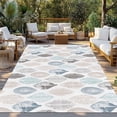 thumbnail image 3 of Outdoor Rug 5x7 ft Minimalist Geometric Leaf Pattern Waterproof Outdoor Patio Rug Mat Non Slip Outside Area Rugs Carpet for RV,Camping,Porch,Deck,Pool,Balconybackyard,Blue Brown Gray, 3 of 9