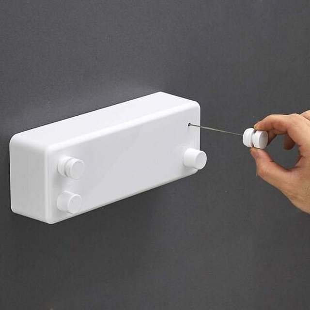 Tendedero retráctil de acero inoxidable para interiores de 13,8 pies con doble línea que ahorra espacio