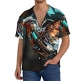thumbnail image 1 of Balery Futuristic Robot Hummingbird Camisa Casual de Manga Corta con Botones para Hombre, Texturizada, Estilo Cubano, para Playa, Verano-XX-Large, 1 of 5