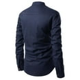 thumbnail image 4 of Mens Solid Color Stand-up Collar Long-sleeved Cotton And Linen Shirt, 4 of 9