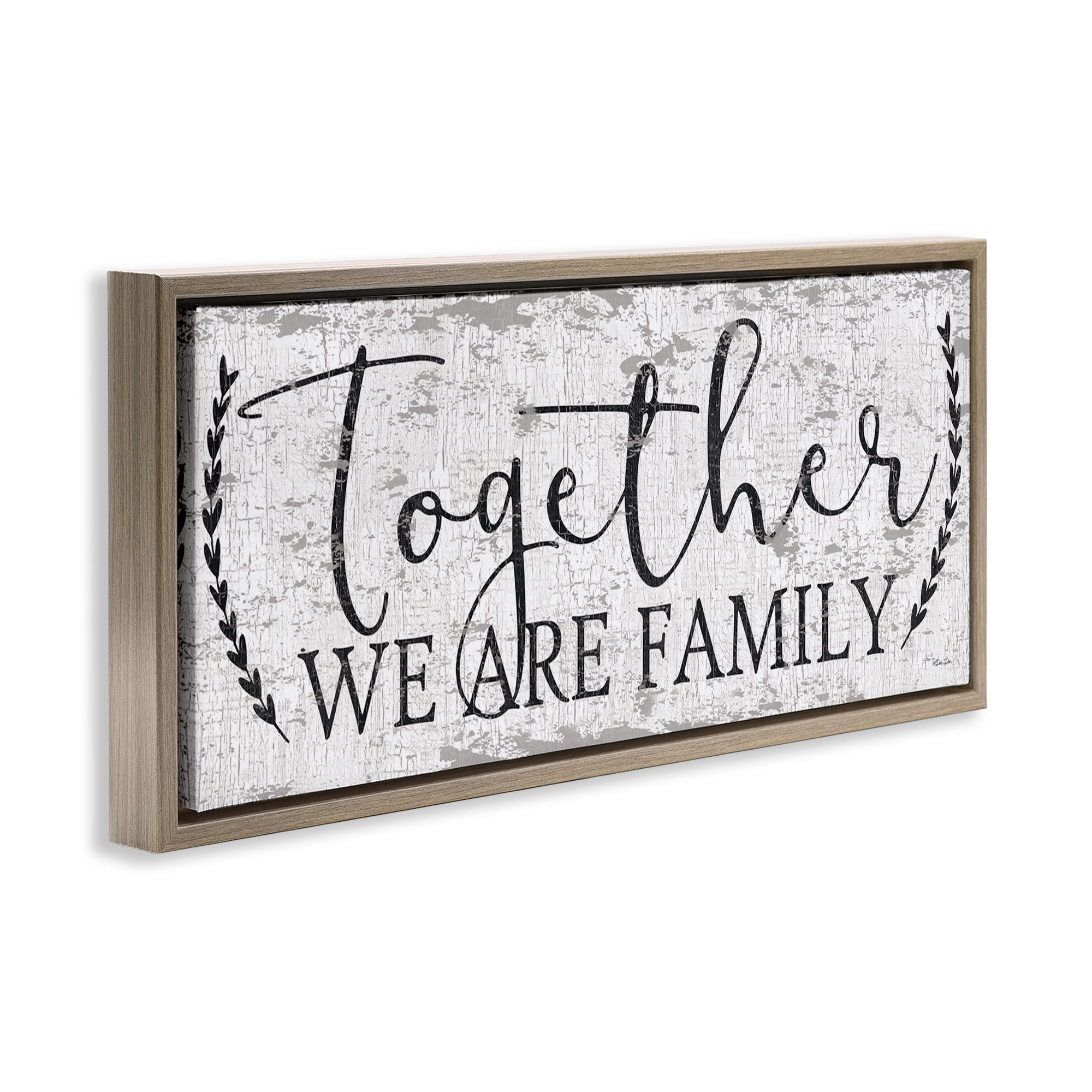 Stupell Industries Country Distressed Family Quote Typography Painting Brown Floater Framed Canvas Art Print Wall Art, 25 x 11