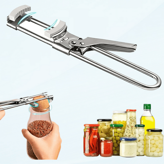 Effortless Jar Opener for Seniors, Arthritis, and Weak Hands - Stainless Steel, Adjustable - Multipurpose Kitchen Tool