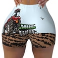 thumbnail image 2 of Rateoe Tractor plowing a field Printed Power Workout Shorts for Women Tummy Control Squat Proof Ribbed Thick Seamless Scrunch Active Short-XX-Large, 2 of 8