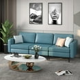 thumbnail image 2 of Costway Modern Modular 3-Seat Sofa Couch w/ Side Storage Pocket & Metal Leg Blue, 2 of 10
