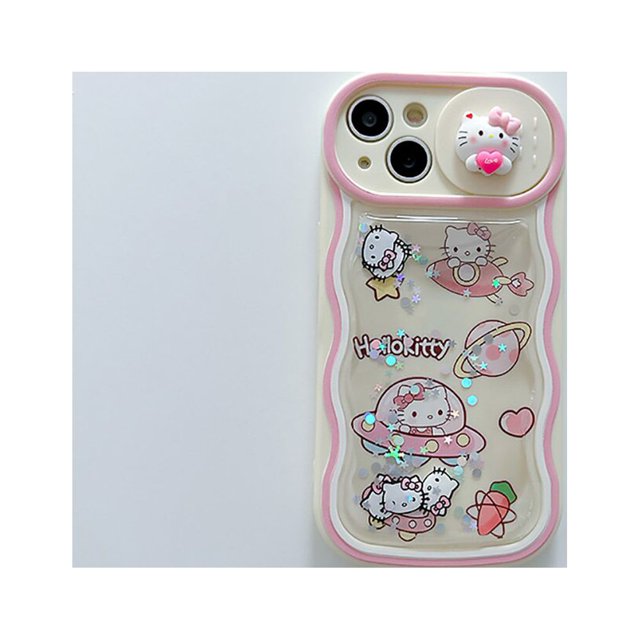 Funda de teléfono Kawaii Sanrio Hello Kitty Push The Window, arena movediza para IPhone 14, 13, 12, 11 Pro Max Plus, 14Pro, cubierta trasera anticaída Fivean unisex