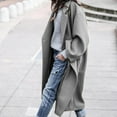 thumbnail image 2 of YDFCWXW Women's Oversized Notched Collar Wool Blend Single Midi Long Trench Coat Grey, 4XL, 2 of 6
