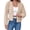 Khaki, variant on Women's Y2K Cropped Faux Fur Coat - Fluffy Open Front Jacket Long Sleeve Winter Streetwear